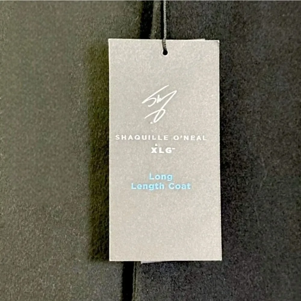 NWT Mens Wool Blend Black Long Length Big Tall Overcoat Coat By Shaquille Oneal